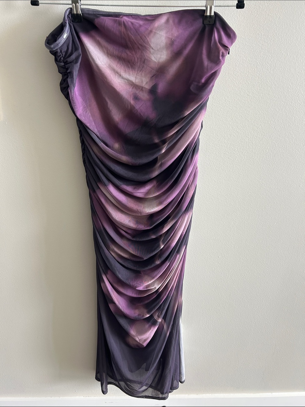 Ruched Ombre Maxi Dress in Purple